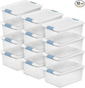 Sterilite 12-Pack Latching Box, Under Bed Storage Bins with Lids, Clear Plastic, 15 Quart - Heavy-Duty Organizing Containers for Closet, Bathroom, and Office