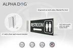 ALPHA DOG SIGNS Corridor Projecting Hallway Bathroom Sign, Left Arrow, 4"x12" Double Sided, Indoor/Outdoor, Easy Install, Durable Business Wayfinding Plaque, USA-Made (Black)