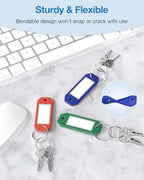 ttstar 40 Pack Key Tags Identifiers – Hexagon Design Key Rings with Labels, Multi-Color Plastic Keychain with Writable Window for Organizing Keys, Luggage, Pet Tags, Flash Drives