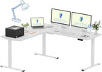 FLEXISPOT L Shaped Standing Desk, 71 x 63 Inch Electric Height Adjustable Corner Desk, Sit Stand Computer Workstation, Preset Controller, Home Office, White Frame with White Top