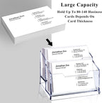 Clear Acrylic Business Card Holder,2 Tier Premium Acrylic Clear Business Card Holder Stand for Desk Fits 100 Business Cards