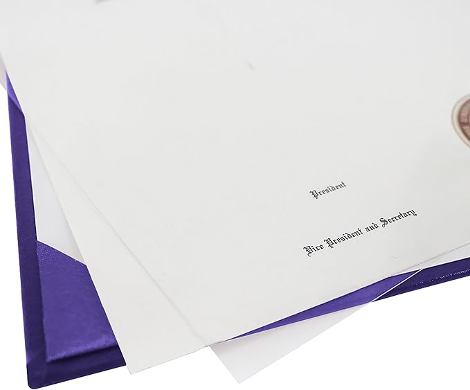 GraduationMall 8.5"x11" Smooth Padded Diploma Cover Certificate Holder Purple,2-Packs