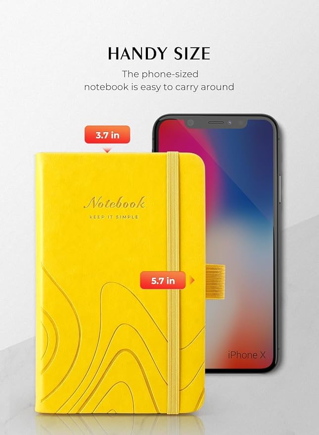 AISBUGUR Pocket Notebook, Small Notebook, 2-Pack Total 320 Pages,3.7" x 5.7" Pocket Notebook (2 Pack, Yellow)