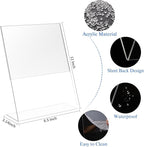 WAEFNO 12 Pack Acrylic Sign Holder 8.5 X 11, L Shape Clear Sign Holder, Clear Plastic Sign Holder Picture Photo Frames, Flyer Document Paper Display Stand for Office Desktop