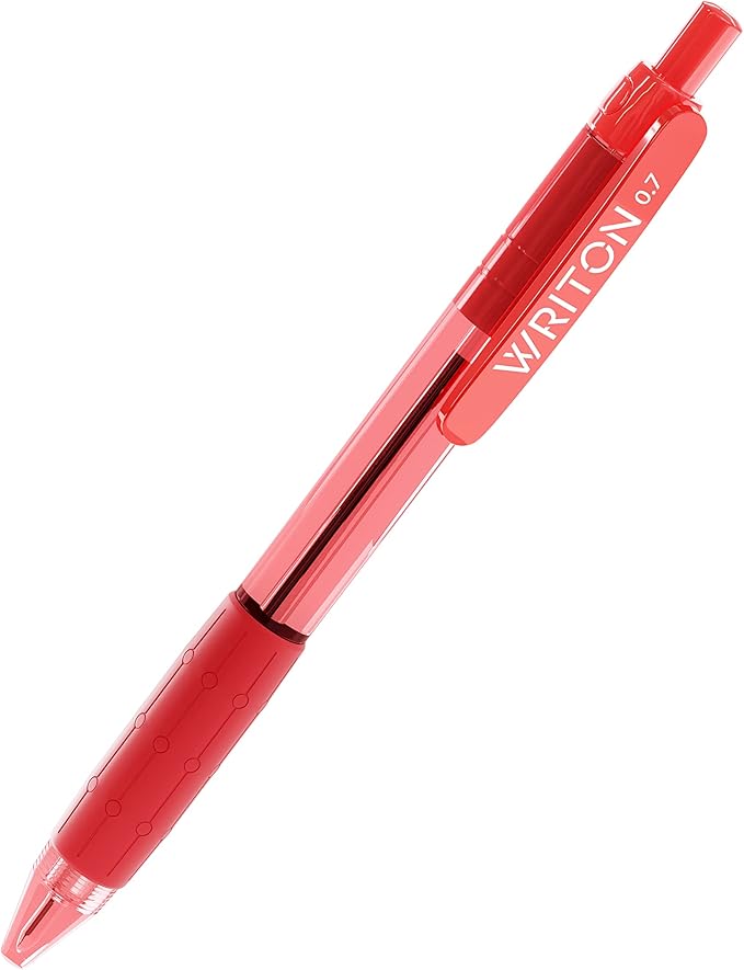 Writon Retractable Red Ballpoint Pens - 24-Pack Writing Pens - Comfortable Grip - 0.7mm Fine Point for Smooth Writing - Fast-Drying Ink Pen - Ball Point Pens - Modern School, Office Supplies