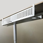 AEONS Under Desk Cable Management Tray Kit - Horizontal Adjustable up tp 41” Desk Organizer Removable C Clamp Mount Reversiable Computer Cord Raceway and Modesty Panel for Large Table, White/Beige