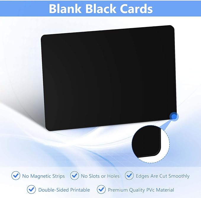 500 Pack - Premium Blank PVC Cards for ID Badge Printers - Premium Quality Black CR80 30 Mil (CR8030) by KLMNDUO - Compatible with Most Photo ID Badge Printers(Black)