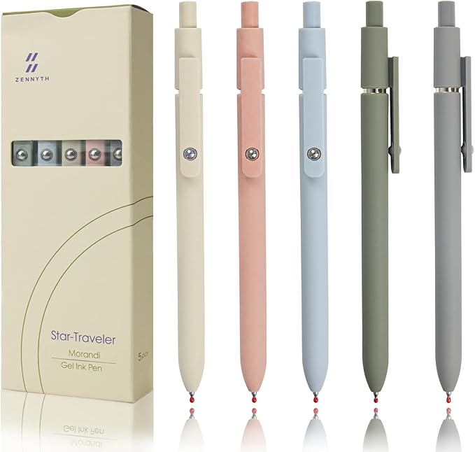 5 Pcs 0.5mm Quick Dry Pens Fine Point Smooth Writing Pens for Journaling Note Taking Black Ink Gel Pens for Office School Supplies Gifts Women Teacher Students (Morandi Colors)