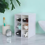 OSteed Desktop Drawers, Desk Organizer with 6 Drawers, Stackable Plastic Storage Box for Home Collection, Cosmetics, Jewelry, Office Supplies (2 Tall Layers, White)