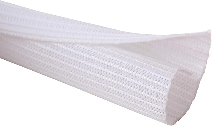 Alex Tech 10ft - 1 inch Cord Protector Wire Loom Tubing Cable Sleeve Split Sleeving for USB Cable Power Cord Audio Video Cable - Protect Cat from Chewing Cords - White