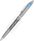 DISCOUNT PROMOS Custom Langham Ballpoint Pens Set of 50, Personalized Bulk Pack - Black Ink, Great for Office, School, Business, Tradeshows - Silver