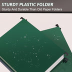 Nordun Plastic Hanging File Folder Extra Capacity,12 Pack Reinforced Hang Folders with Heavy Duty 2 Inch Expansion,Filing Cabinet Folders Letter Size,Hanging Organizer Designed for Bulky Files(Green)