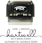 PrettySweetParty Self Inking Return Address Stamp - Custom 4 Line Personalized Address Stamp for Envelopes, Wedding Invitations, Business, Mailing Labels (Hartwell)