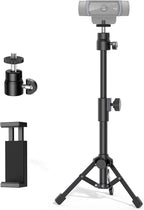 InnoGear Webcam Tripod, Extendable Webcam Stand for Desk Camera Stand Mount with Phone Holder for Webcam C922 C930e C920S C920 C615 C960 C920x BRIO 4K NexiGo N60, Right Light, GoPro with 1/4" Thread