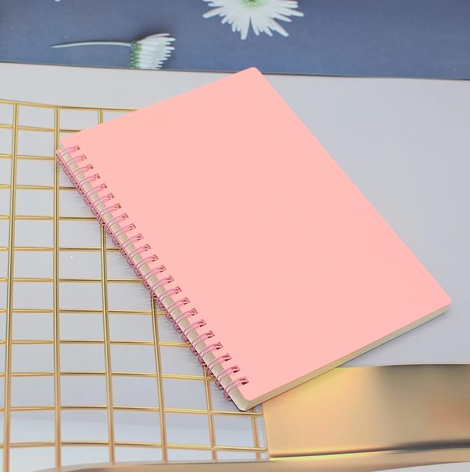 Yansanido Spiral Notebook, 4 Pcs 8.3 Inch x 5.9 Inch A5 Thick Plastic Hardcover 7mm College Ruled 4 Color 80 Sheets -160 Pages Journals for Study and Notes (4)