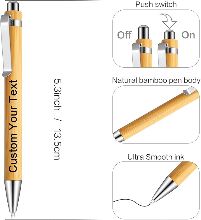 Custom Bamboo pens bulk,Personalized Text/Logo/Name Corporate Marketing Gift