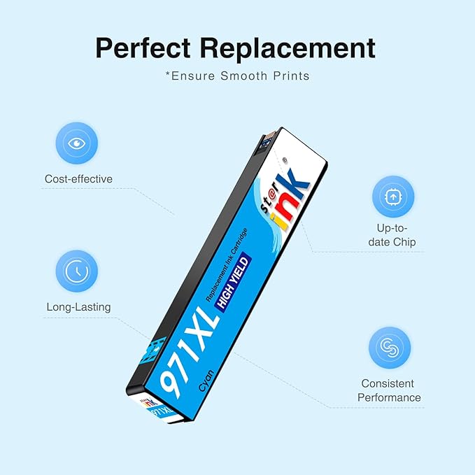 970XL 971XL Ink Cartridges High Yield Replacement for HP 970XL 971XL 970 971 Compatible with Officejet Pro X476dw X576dw X451dw X551dw X451dn X476dn Printer,4 Pack (Black, Cyan, Magenta, Yellow)