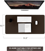 YSAGi Non-Slip Leather Desk Pad, Waterproof Laptop Computer Desk Keyboard Mat, Table Protector Blotter Mat, Large Mouse Pad for Office/Work/Home/Decor(Dark Brown, 31.5" x 15.7")