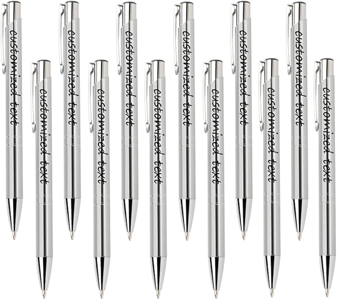 Yucold Customized ballpoint pens in bulk, personalized ballpoint pens with free engraving, for use in companies, enterprises, graduation anniversaries (Silver,39)