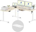 FLEXISPOT L Shaped Standing Desk, 71 x 63 Inch Electric Height Adjustable Corner Desk, Sit Stand Computer Workstation, Preset Controller, Home Office, White Frame with Maple Top, White Drawer