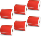 BETCKEY - 4" x 2.5" Shipping & Multipurpose Labels Compatible with Zebra & Rollo Label Printer,Premium Adhesive & Perforated[Red, 6 Rolls, 3720 Labels]