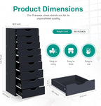 Naomi Home Bianca 9-Drawer Craft & Office Storage Cabinet, Black – Ultimate Rolling Organizer for Arts & Files, Ample Space in Compact Form, 15.7" D x 18.9" W x 39.3" H
