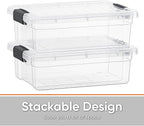 Superio Clear Storage Bins with Lids, Stackable Storage Box with Latches and Handles, Extra Small, 4 Pack 2 Quart