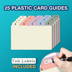 H4D 3x5 Index Card Holder with 100 Heavyweight Ruled Index Cards and 25 Plastic Dividers, Light Pink