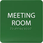 ADA CENTRAL SIGNS - 6" X6" Meeting Room Sign - ADA Compliant Tactile Graphics Grade 2 Braille Text Acrylic Wall Sign - Privacy Interview Room Name Door Sign for Schools Hospitals Offices & Apartments