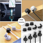 ITUGOU 11PCS Cable Management Cord Holder Organizer, Magnetic Cable Clips Adhesive Wire Keeper, Under Desk for Bedside Nightstand Table Desktop USB Wall Car Office Workspace Accessories (Black)