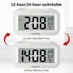 KESHIDE Travel Digital Alarm Clock, Battery Operated with Indoor Temperature, Desk Small Clock,Snooze Model,12/24H Display for Bedrooms Heavy Sleepers Kids Travel Bathroom