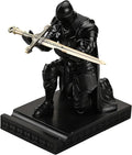 Amoysanli Medieval Armored Warrior Wearing Outerwear, Mobile Phone Stand Knight Pen Holder Desk Organizers, Resin Bookends Paperweight with a Letter Opener for Desk (Black)