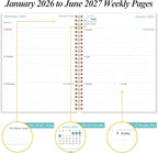 2026-2027 Planner - 18 Months Weekly & Monthly Planner from January 2026 - June 2027, Planners 2026-2027 with Elastic Closure, Inner Pocket, 8.5" x 11", Flower-C