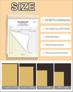 Custom Carbonless Invoice Book with Logo, Personalized Cover & Inner Pages, 2 Part NCR Receipt & Work Order Forms, Easy Tear, Writing Shield for Small Business (2-part [White/Yellow], 7.48 x 5.12INCH)