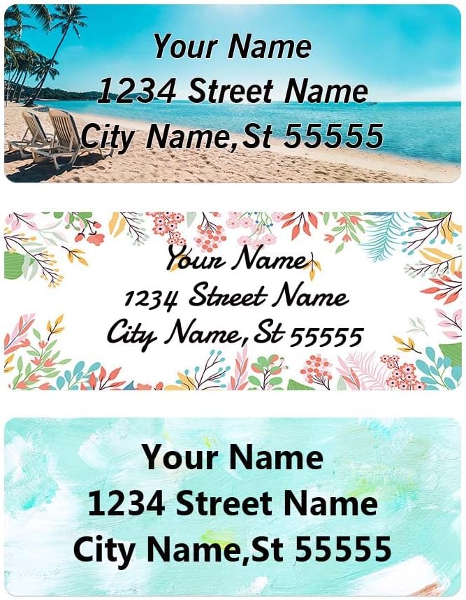 Return Address Labels - Personalized Address Labels, Custom Address Labels Colorful Patterns, Can Be Used for Box, Paper, Plastic, Glass, Metal (2.6x1 Inch, Set of 220, Glossy Vinyl)