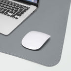 Leather Desk Protector, 47in*23.7in Large Mat with Natural Cork & PU Leather, Mouse Pad, Non-Slip Office Mat, Waterproof Writing Pad for Office and Home (Light Grey)