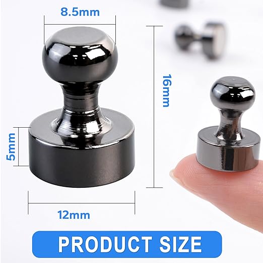 30 Pack Strong Fridge Magnets Refrigerator Magnets for Whiteboard Small Magnets Push Pin Tiny Magnetic Neodymium for Office Classroom Kitchen Home Black
