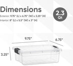 Superio Clear Storage Bins with Lids, Stackable Storage Box with Latches and Handles, Extra Small, 4 Pack 2 Quart