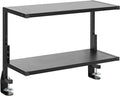 VIVO Clamp-on 24 inch Above or Below Desk 2-Tier Shelving Unit for Table Accessories, Gaming Devices, and More, Storage Tray, Desktop Organizer, Black, STAND-SHELF24C