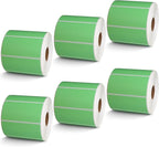 BETCKEY - 3" x 1.5" Barcode Shipping & Address Labels Compatible with Zebra & Rollo Label Printer,Premium Adhesive & Perforated[Green, 6 Rolls, 5700 Labels]