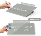 TOWON Small Glass Dry Erase Board, Desk White Board with Standing, Mini Whiteboard Easel Pad Set, Stenography Artifact for Office, Home and School Supplies, 8 x 6 Inches, Gray