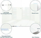 J&J worldwide Magnetic Glass Whiteboard 6' x 4', Large Frameless White Boards for Walls 72 x 48 Inches, Large Dry Erase Board for Office, Home, School
