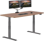 VARI Electric Standing Desk - Varidesk Height Adjustable Sit/Stand Desk - Dual Motor with Memory Presets, Stable T-Style Legs - Gaming or Home Office Workstation - 72”x30”, Walnut