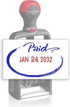 Heavy Duty Style Office Date Stamp with Paid - Self Inking Dater - Style C - Blue & Red Ink Color