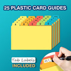 H4D 3x5 Index Card Holder with 100 Heavyweight Ruled Index Cards and 25 Plastic Dividers, Black