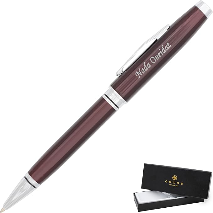 Personalized, Custom Engraved Cross Pen for Men or Women | Cross Coventry Ballpoint Pen | Luxury Gift for Office, Graduation and Business [Red Lacquer with Chrome Trim]