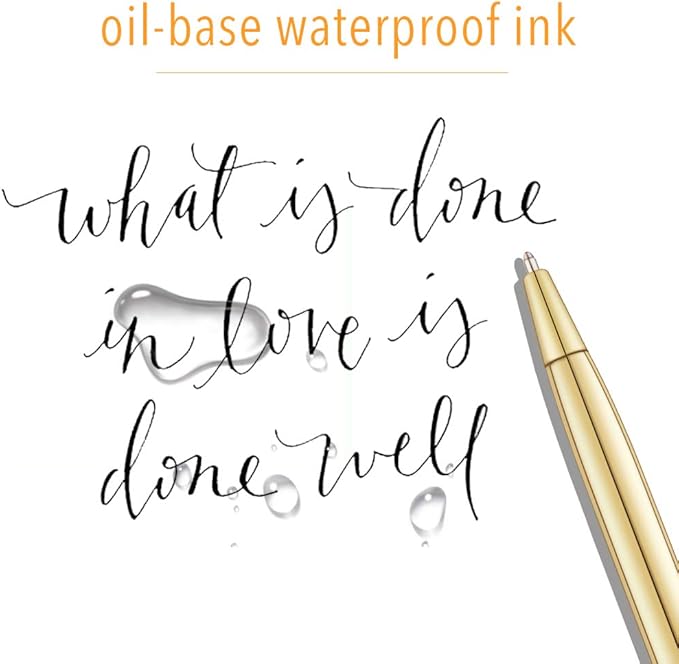 Unibene 6 Pack Slim Gold Ballpoint Pens Black Ink 1 mm - Black Ink, Nice Gift for Business Office Students Teachers Wedding Guest