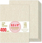 400 Sheets 8.5 x 11 In Parchment Paper 100 GSM Double-Sided Certificate Paper, Printer-Friendly Stationery Paper for Writings, Resumes, Invitations, Letters, Crafts, Awards & Diplomas, Ivory