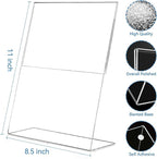 EHWINE 12 Pack Acrylic Sign Holder 8.5 x 11, L Shape Clear Plastic Display Stand, Slanted Back Picture Frame Menu Flyer Paper Display Stand up Table Top Sign Holders for Restaurant, Office and School