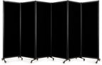 Upgrade Version Room Partition and Divider, Freestanding Rolling Dividers with Wheels,Office Privacy Screen Divider Wall,Classroom Felt Dividers,12'2"L* 6'7"H,6 Panel，Black